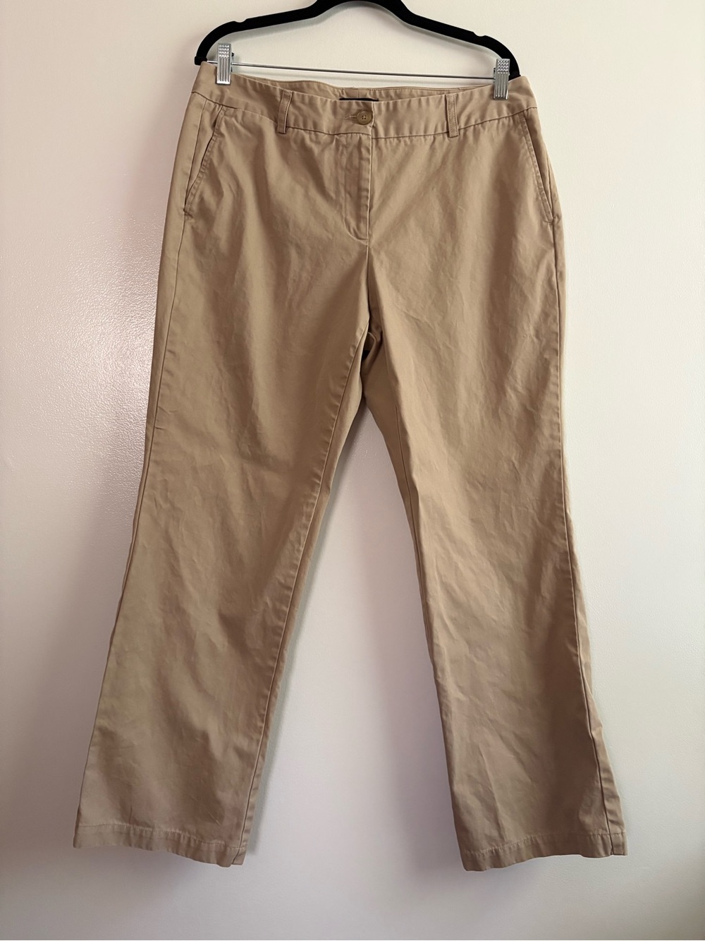 Lands' End Women's Heritage Bootcut Chino Pants Fit 2 Size 12 Khaki Mid-Rise
